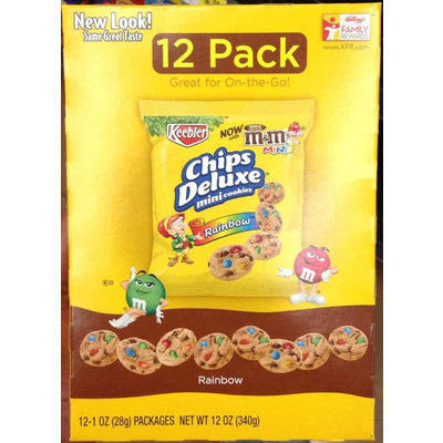 calories in chips deluxe mini cookies rainbow from keebler